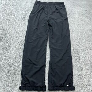 Nike Track Pants Womens M 8-10 Black Lined Vintage Y2K Baggy Wide Leg Drawstring